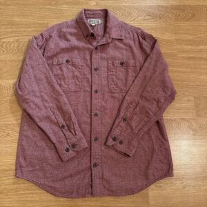 Duluth Trading CO Kennesaw Shirt Men's Red Large‎ Relaxed Fit Button Down Cotton